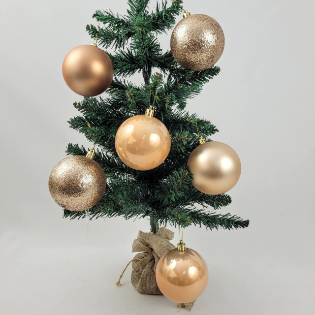 Bola De Natal Rose Gold Mix 8cm Para Árvore Kit 6pc Bola De Natal Rose Gold Mix 8cm Para Árvore Kit 6pc