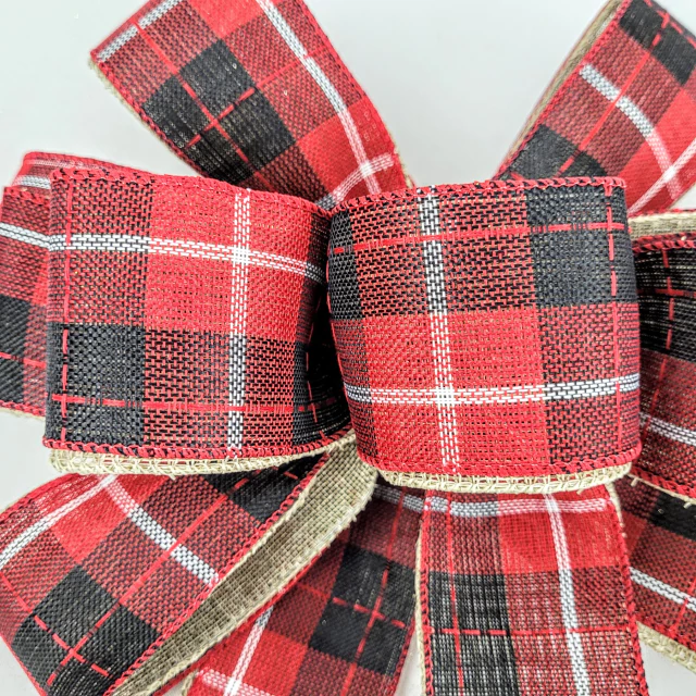 Laço Vermelho Xadrez 33x25x14cm Para Árvore De Natal GG Laço Vermelho Xadrez 33x25x14cm Para Árvore De Natal GG