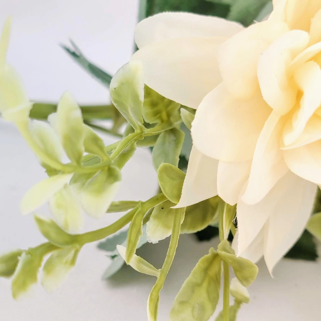 Dalia Branca Buquê 35x18cm Flor Planta Artificial