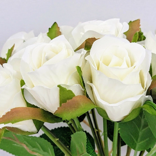 Rosa Branca Ramalhete 26x18cm Planta Artificial Permanente