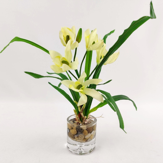 Orquídea Branca Planta Artificial 31x20x17cm Com Vaso