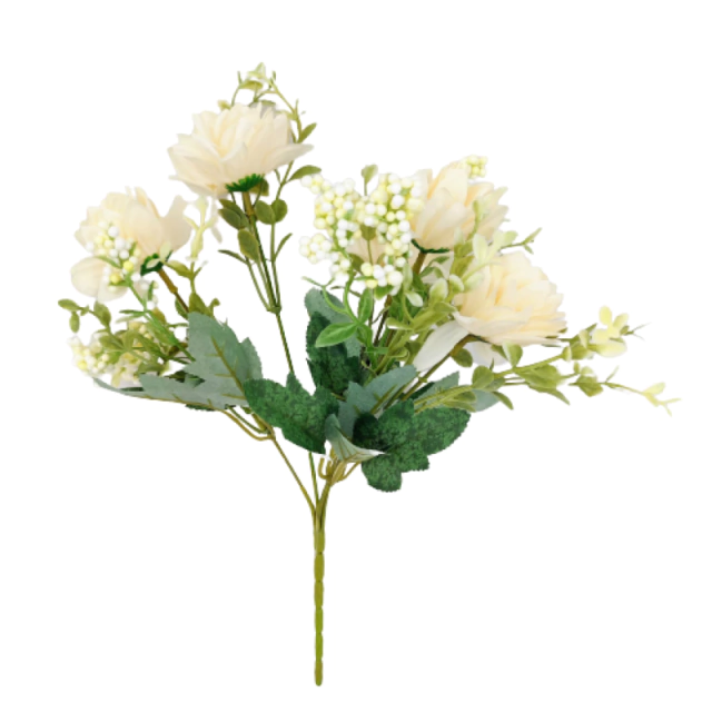Dalia Branca Buquê 35x18cm Flor Planta Artificial
