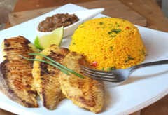 tilápia grelhada com couscous marroquino e chutney de pimenta 350g - comprar online