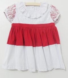 Vestido Bebe Malha Vermelho Branco