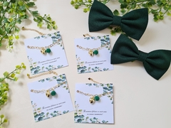 Gravata borboleta Oxford e Pulseira Verde Esmeralda para Padrinhos de Casamento