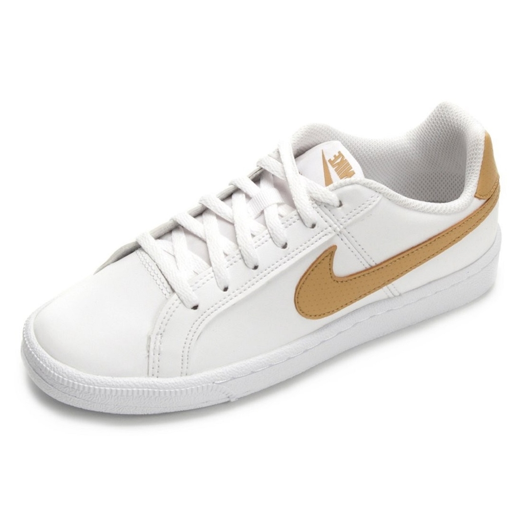 Tênis Feminino Nike Court Royale AC Branco e Dourado Original