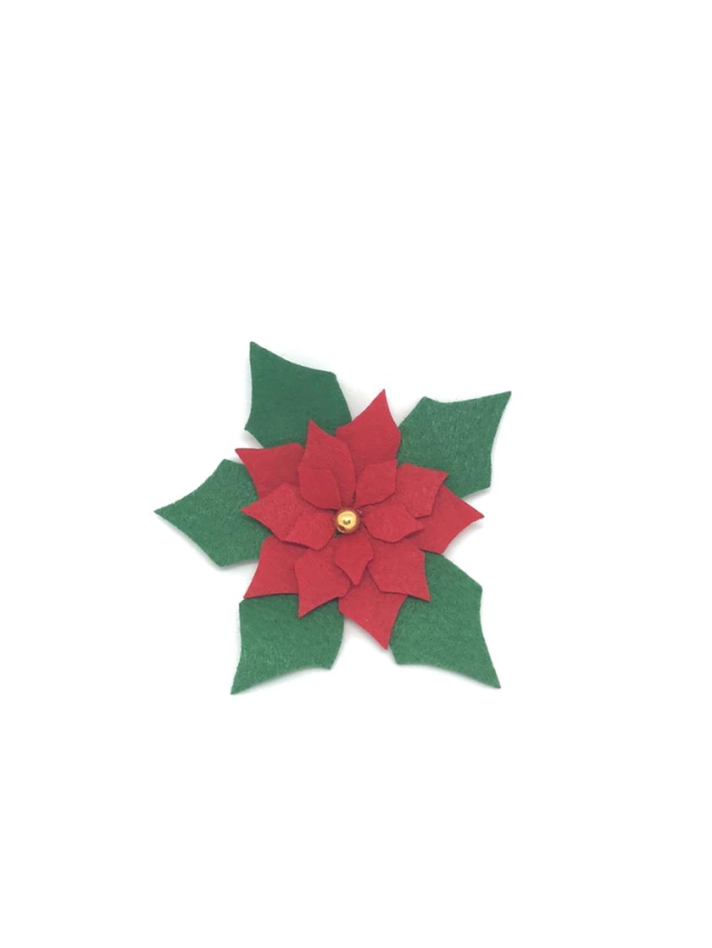 Flor artesanal em feltro vermelho e verde decoração de Natal