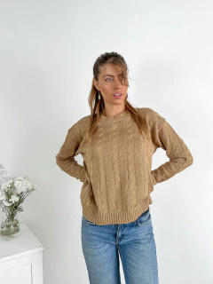 Sweater cuello redondo trenzado Abruzzo en internet