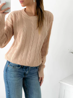 Sweater cuello redondo trenzado Abruzzo - tienda online