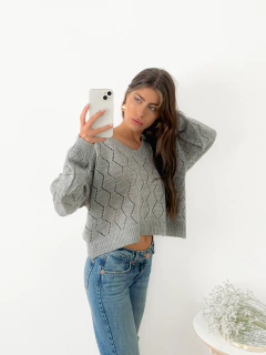 Sweater amplio con calado en forma de rombos Draymond - tienda online