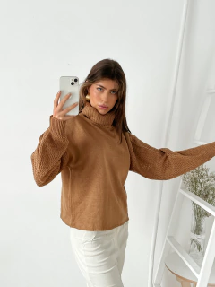 Polera manga globo con punto de zig zag en mangas Lombardia - comprar online