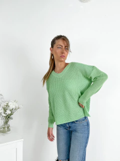 Sweater ancho tejido algodón escote V Piamonte - BENKA