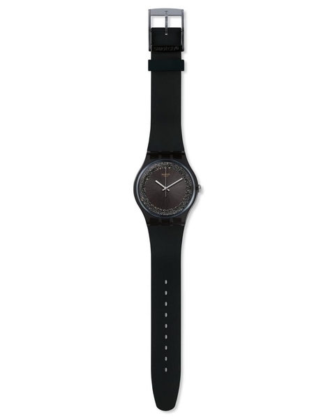 Reloj Swatch SUOB156 DARKSPARKLES para dama malla de silicona con cristales  de Swarovski