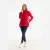 SACO CON CAPUCHA Y BOLSILLOS DE CHEVIOT DE LANA ROJO