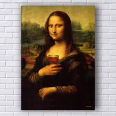 Placa Decorativa Quadro Mona Lisa com o Vinho