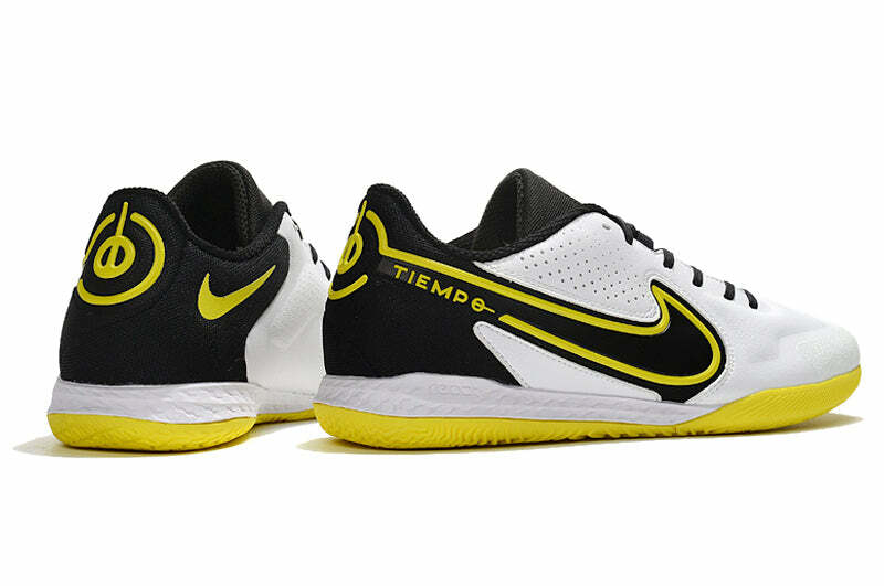 Chuteira de futsal Nike Tiempo Legend 9 Pro Preto com Branco e Amarelo