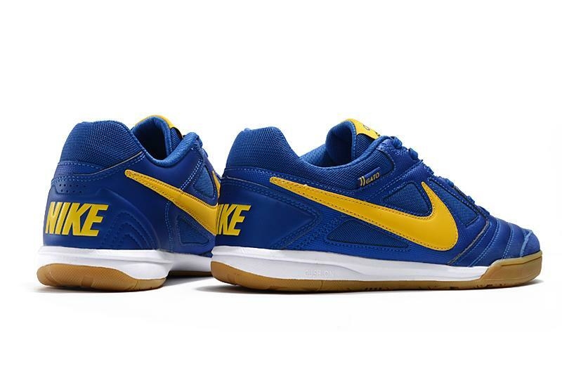 Chuteira de futsal Supreme x Nike SB Gato Azul com Amarelo