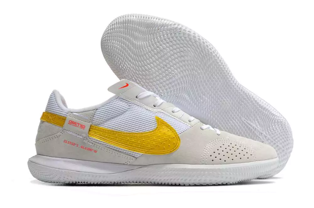 Chuteira de futsal Nike Street Gato IC Branca e Amarela