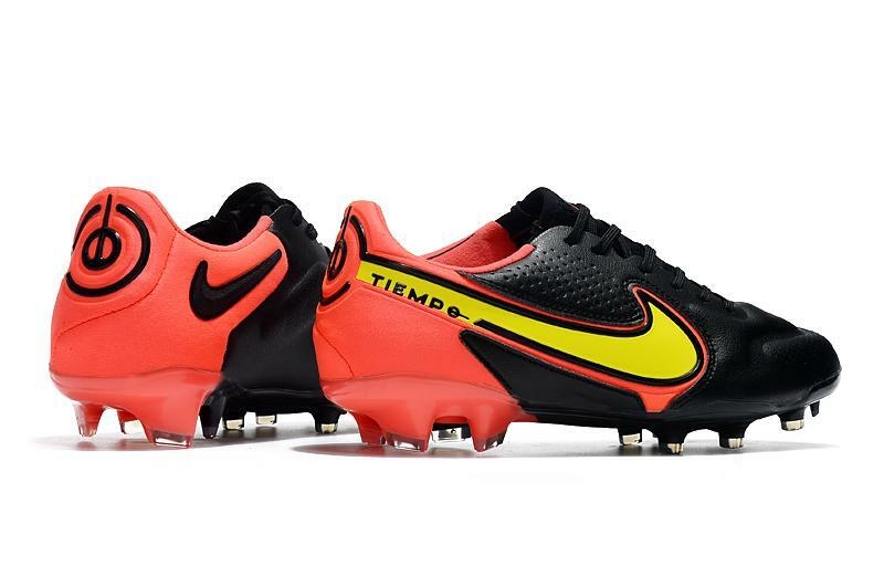 Cementerio nieve para Chuteira de campo NIKE Tiempo Legend 9 Elite FG Preta com Laranja e Amarelo