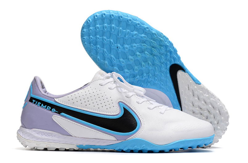 Chuteira de society Nike Tiempo Legend 9 Pro Branca com Azul
