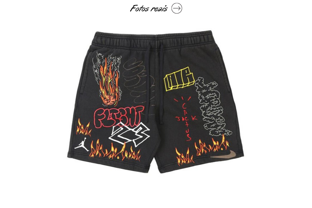 mj travis scott fleece short black