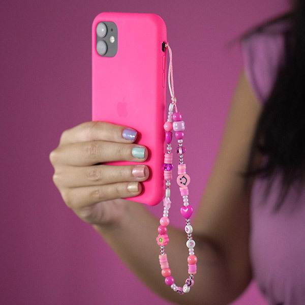 Phone Strap Migs | Rosa | Salva-Celular de Miçanga