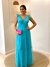 Vestido Longo em Tule Azul Tiffany Maya