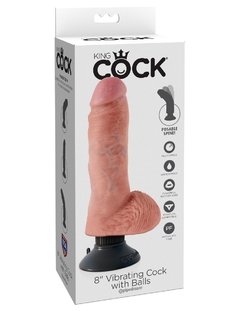 Vibrador King Cock 8'' con Testículos (CONSULTAR STOCK ANTES DE LA COMPRA)