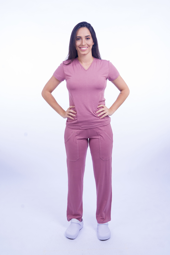 Scrub Pijama Hospitalar Feminino em Viscolycra Nude