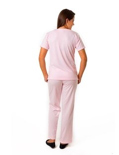 Pijama Hospitalar Blusa Manga Curta e Calça em Helanca Rosa 91 - comprar online