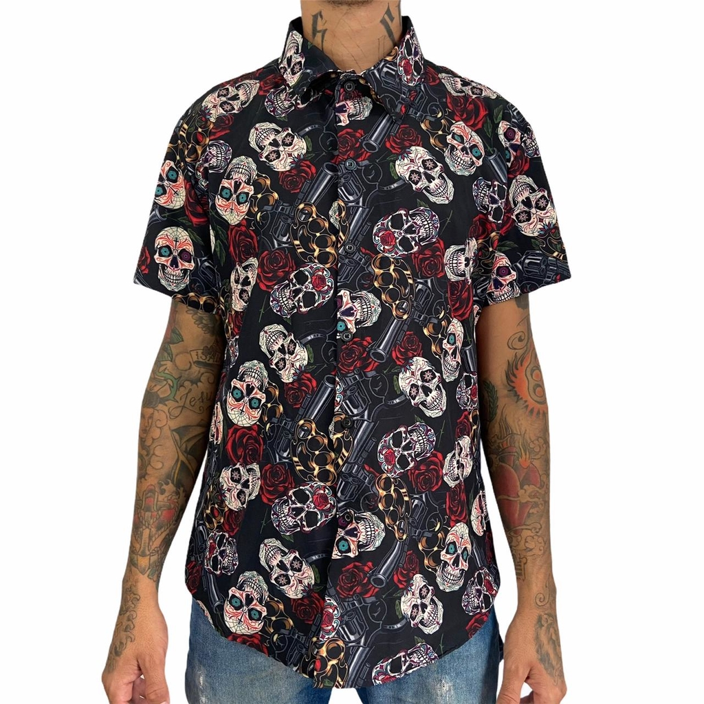 Camisa de Botão Caveira Mexicana - Deluvi Store