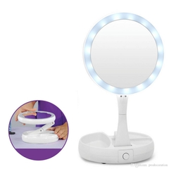 Espelho de Mesa Dobrável p/ Maquiagem c/ Zoom 10x e Luz Led - Mega Maquiagem - Cosméticos p/ o Revendedor, Maquiador e Consumidor!