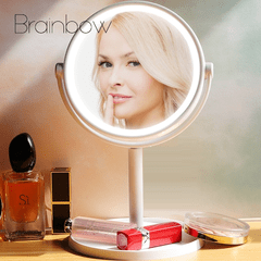 Espelho de Mesa com Led p/ Maquiagem Touch Screen e Luz 360° - Branco - Mega Maquiagem - Cosméticos p/ o Revendedor, Maquiador e Consumidor!