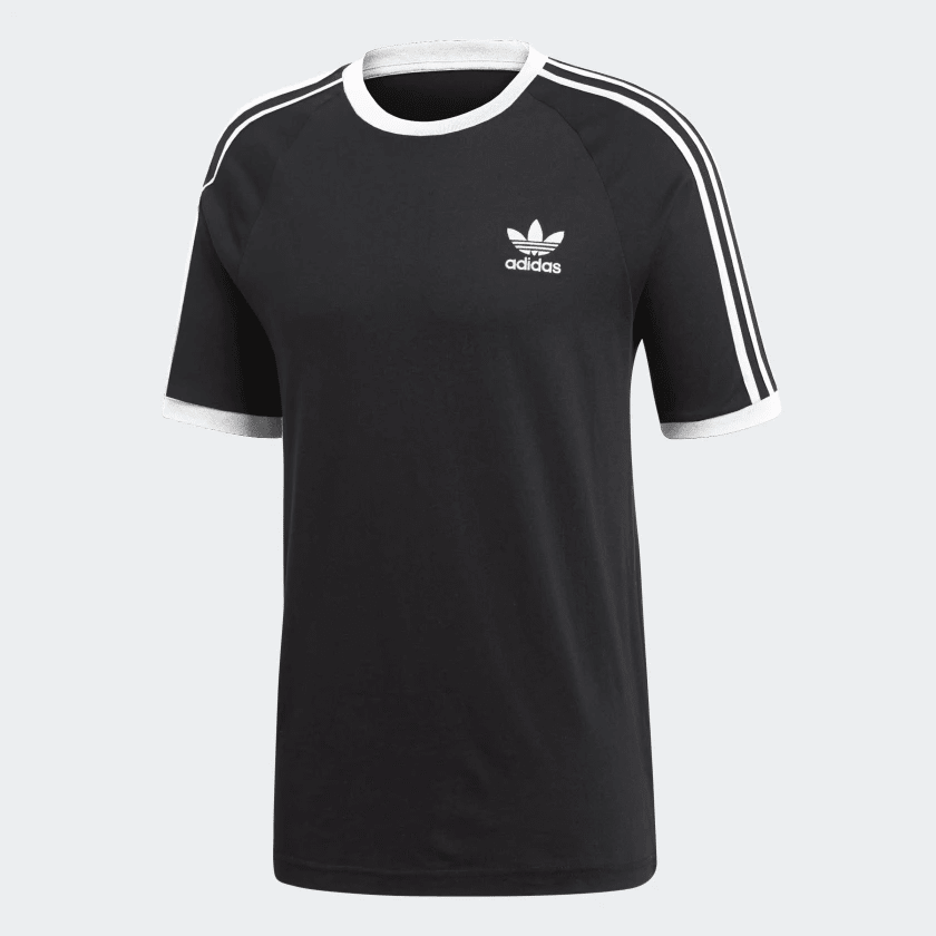 camiseta adidas 3 stripes preta