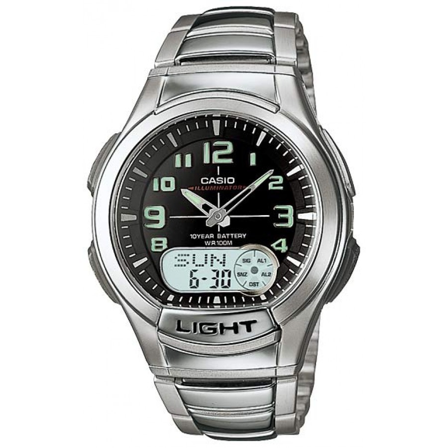 Reloj Casio Hombre Aq-180wd Alarma, Sumergible, Luz Led malla acero
