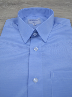 Camisa Manga Curta mescla azul - Charleville Camisaria