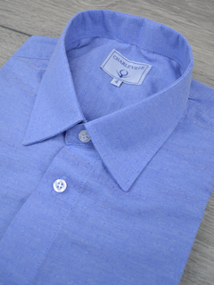 Camisa Manga Curta maquinetada azul na internet