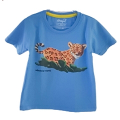 Camiseta Feminina Onça-pintada - Azul - 100% algodão