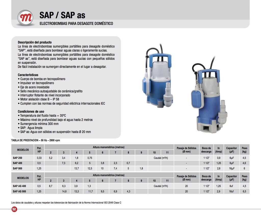 BOMBA SUMERGIBLE MOTORARG SAP AS 400 AGUA SUCIA (Desagote, Drenaje ...