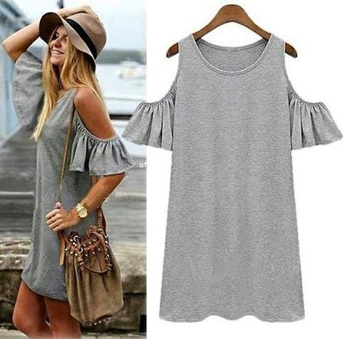 Comprar Vestidos Cortos en Moda Chic: Gris | Filtrado por Más Vendidos