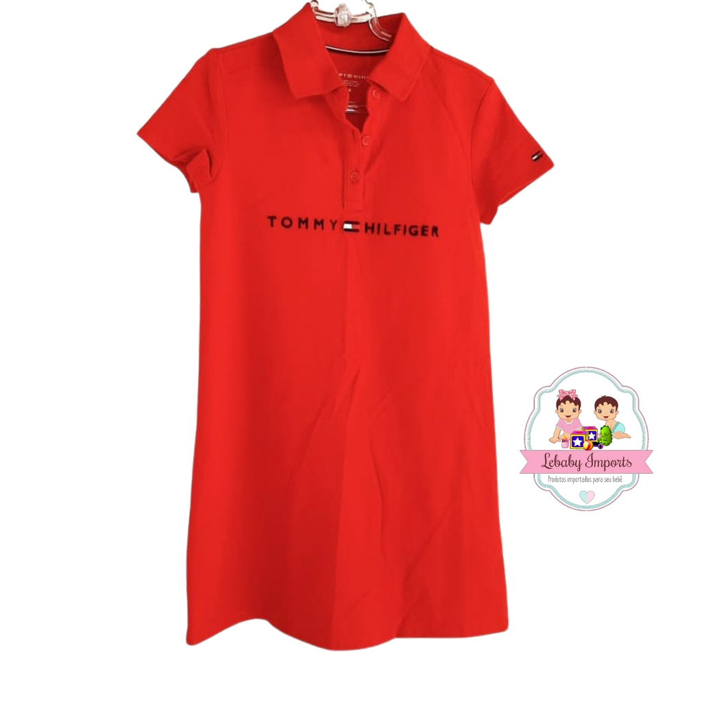 Vestido Polo Infantil Tommy Hilfiger -Vermelho