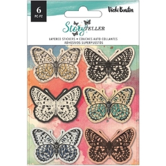 Vicki Boutin Storyteller Layered Stickers 6/Pkg Vellum Butterflies