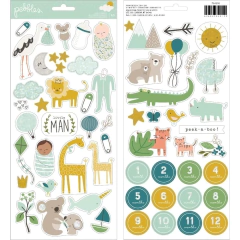 Peek-A-Boo You Cardstock Stickers 6"X12" 60/Pkg Icons, Boy W/Glitter Accents