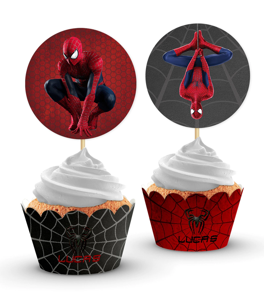 Wrappers + Toppers para Cupcakes Spiderman - Ninita
