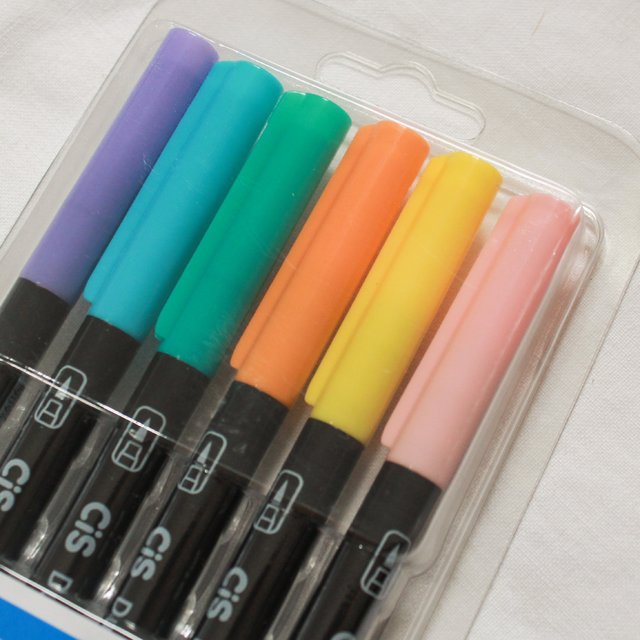 Estojo Brush Pen CIS Dual Brush | Pastel Aquarelável | 6 cores