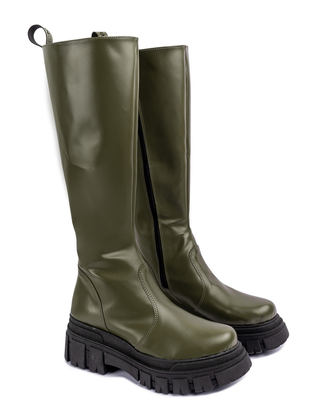 Botas Altas Queen Boots Verde Militar - Van Bien