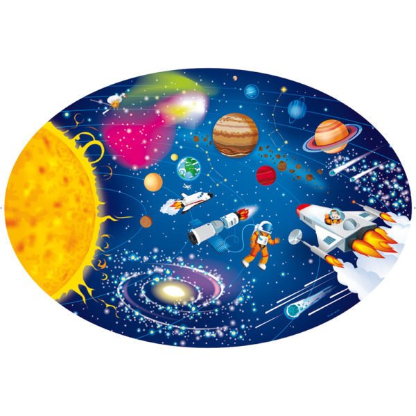 Rompecabezas ovalado 205 piezas + Libro 32 pag - El Espacio y el Sistema  Solar, La Tierra, Los Dinosaurios, El Aeropuerto