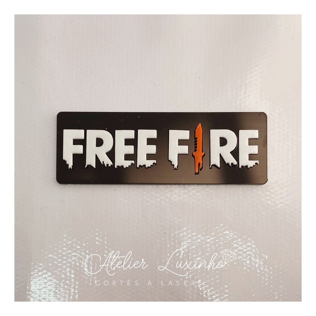 Aplique em Acrílico Nome Simples Personalizado Free Fire ( 3 peças )