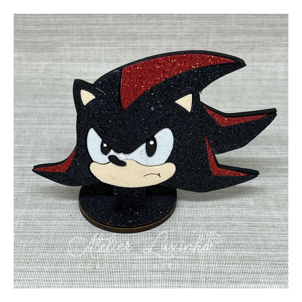 Shadow Sonic the hedgehog topo de bolo para imprimir png