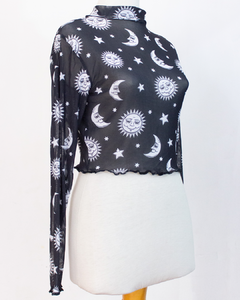 Crop "Moon and Sun" Negro - Duds Clothing